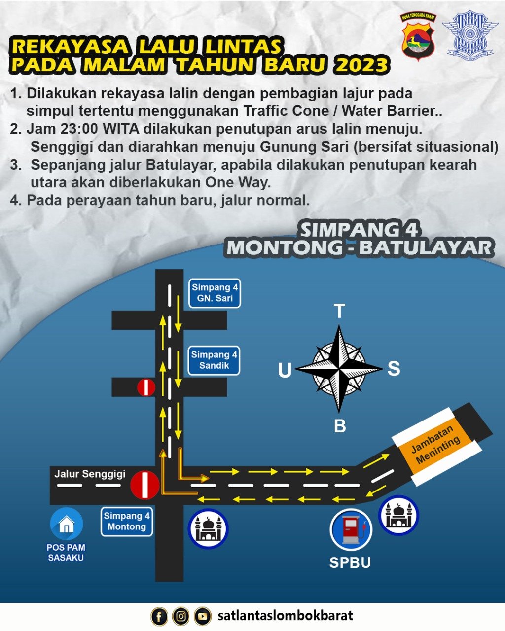 Bakal Ada Pengalihan Arus Tahun Baru 2023 di Lombok Barat, Sifatnya Situasional