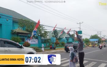 Sat Lantas Polres Bima Kota Laksanakan Kegiatan Rawan Pagi (Strong Point) di Sejumlah Titik Strategis