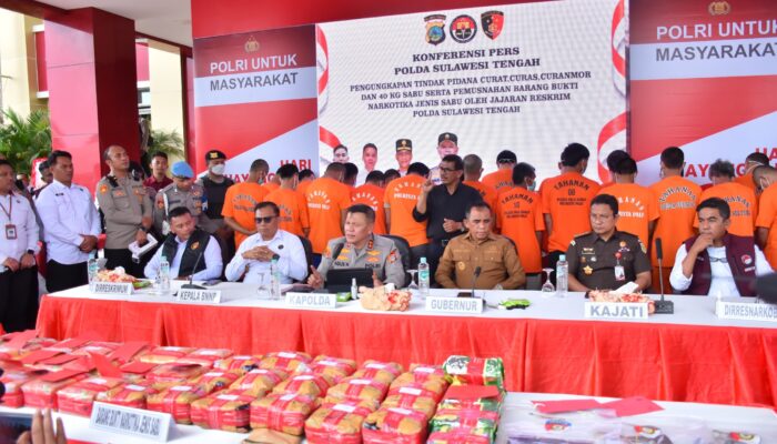 Jelang HUT Bhayangkara Ke-79, Kapolda Sulteng Pimpin Pemusnahan Barang Bukti Narkotika Sabu 40 Kg